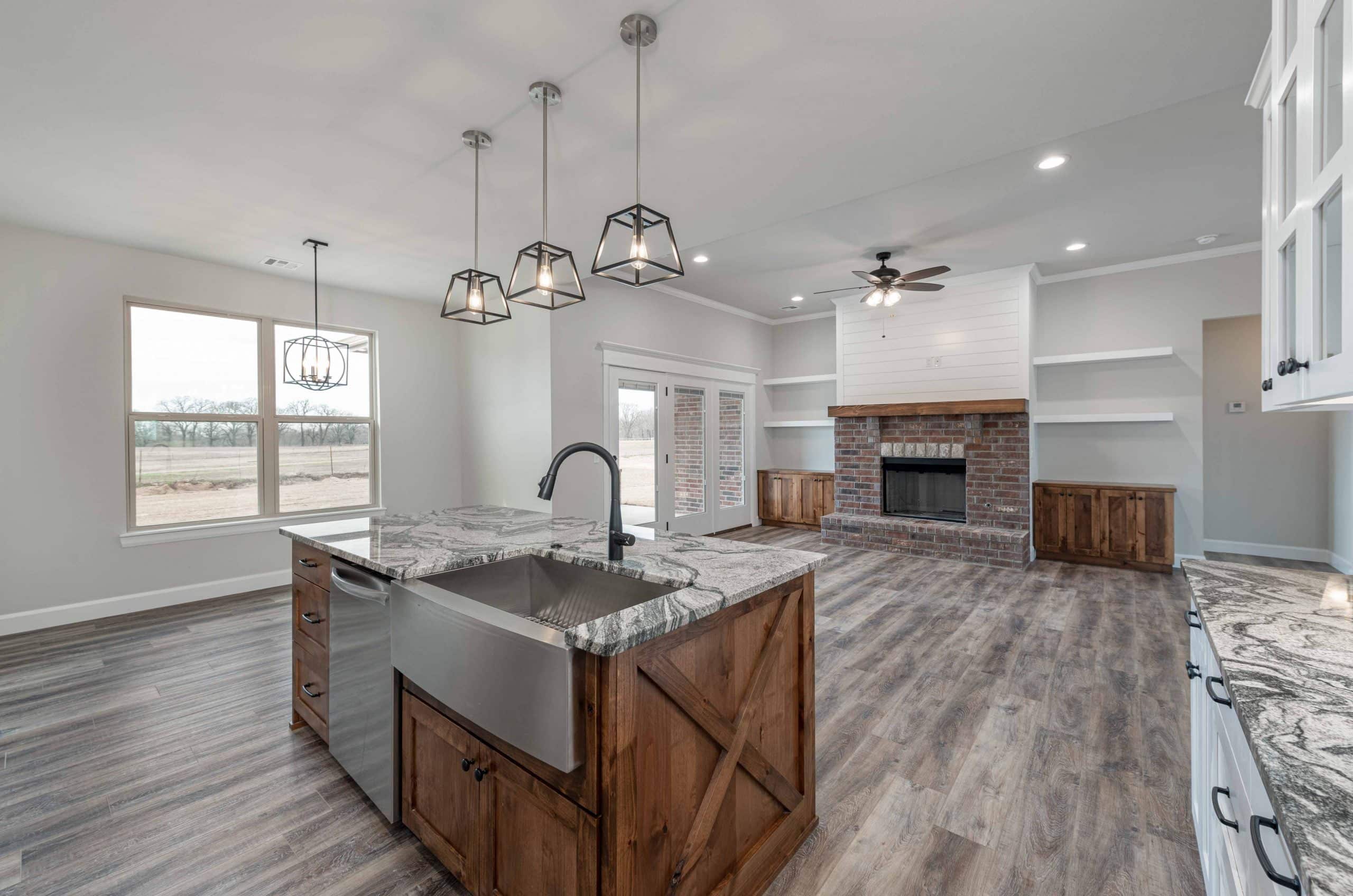 real estate photo of newly built kitchen